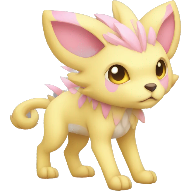 Cute cool beige yellow pink animal hybrid Fakemon full body emoji