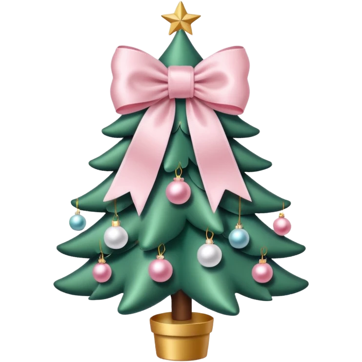Cute light pink bow sitting on top of a white Christmas tree emoji