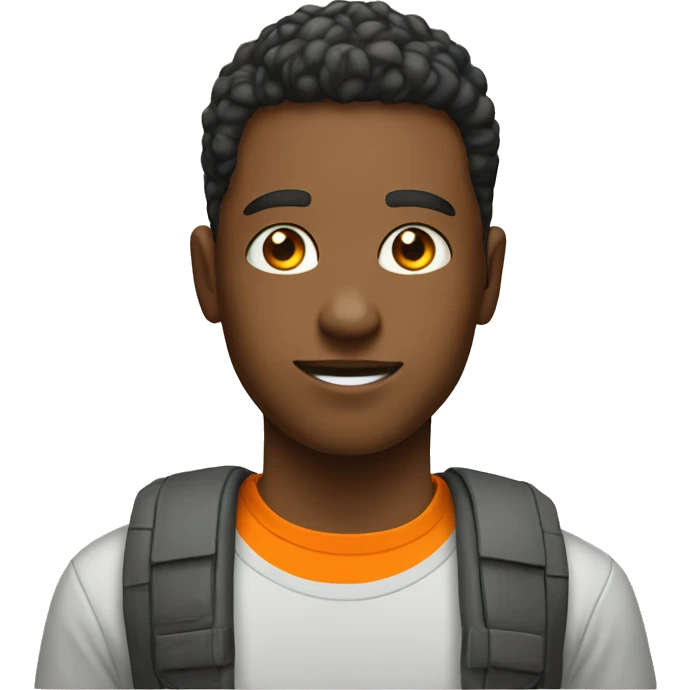 technological young man, with orange t-shirt or shirt emoji