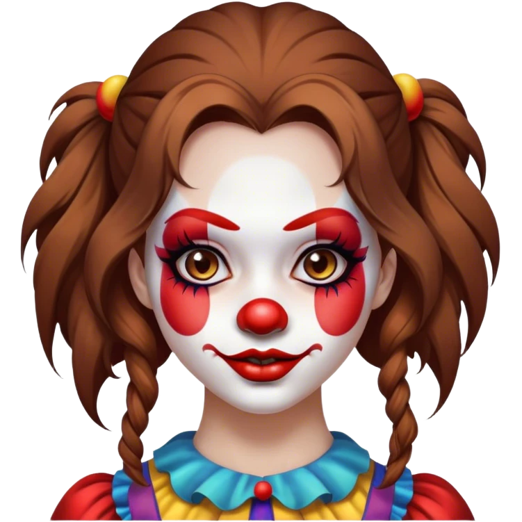 Long brown haired girl with clown emoji