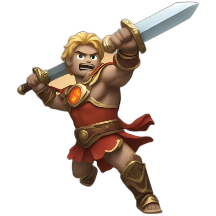 titan wielding fiery sword emoji