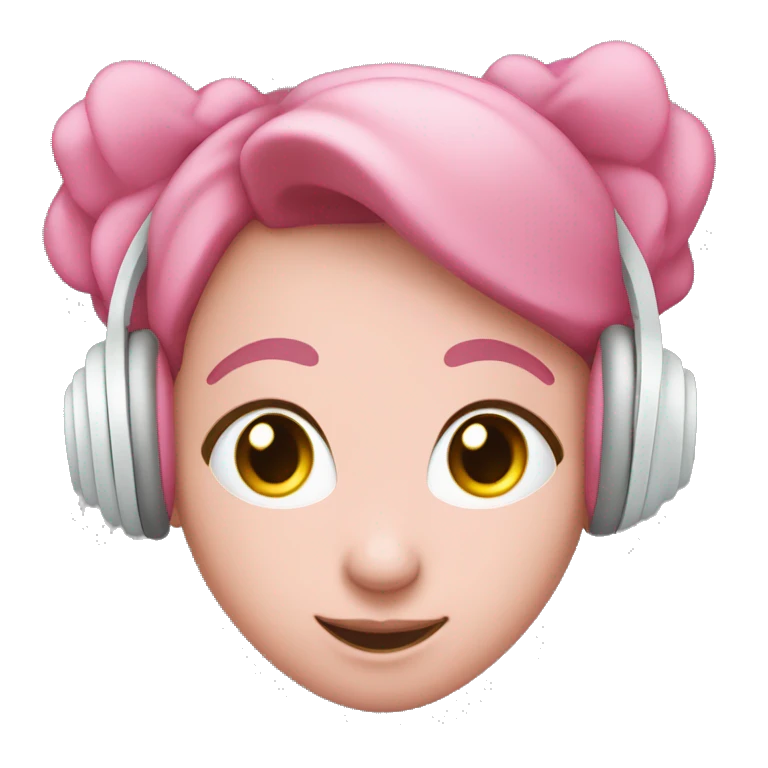 Un corazón rosa claro con auriculares  emoji