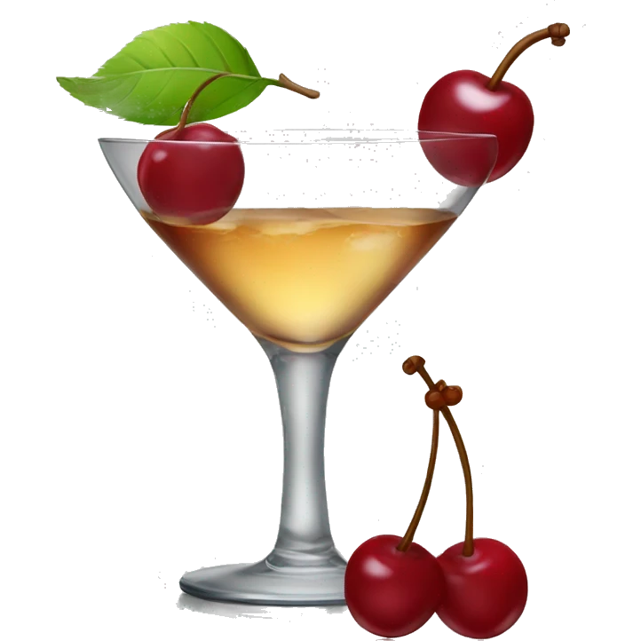 coupe glass cocktail with a cherry and bow emoji