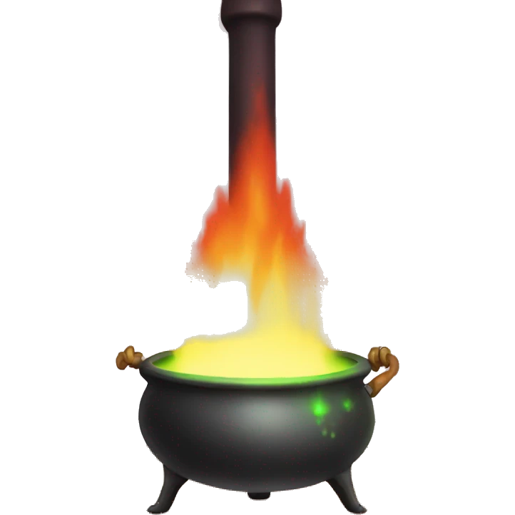 Cauldron on a fireplace an rainbowpotion in it emoji