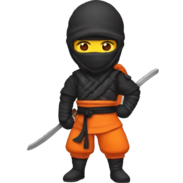 ninja with clothe orange holding action figure emoji
