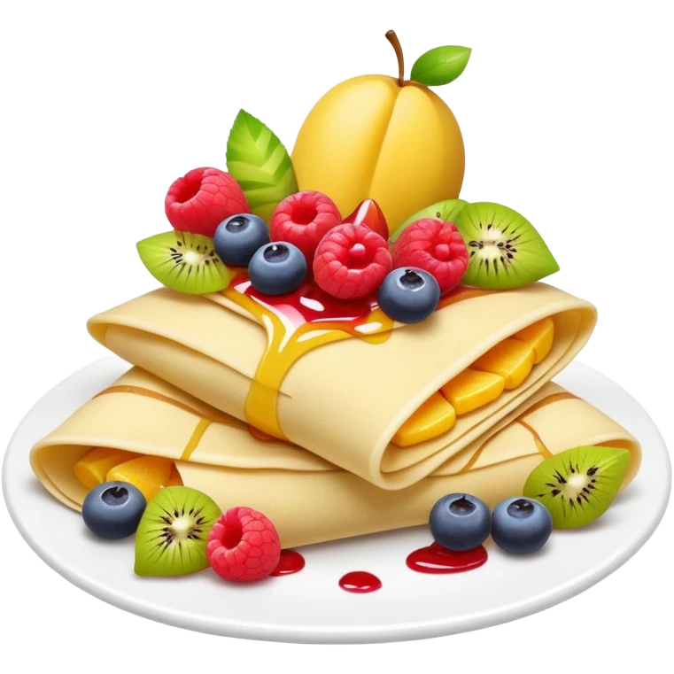 Crepe with fruit toppings in emoji style emoji