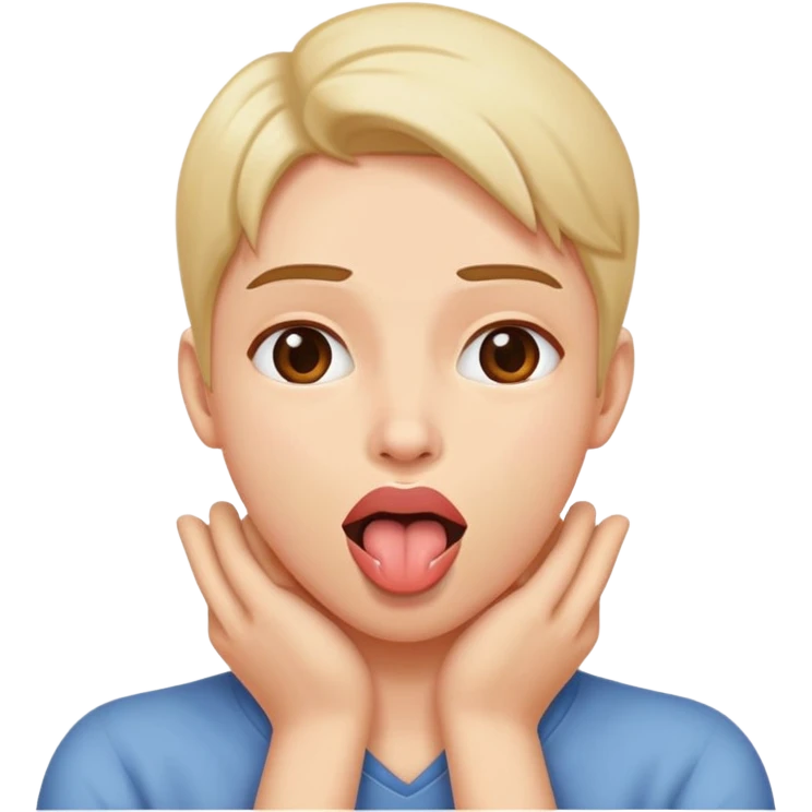 make a person with their hands around their neck and their tounge out emoji