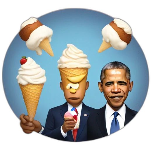 Obama and joseph Biden eating ice cream with Donald trump emoji