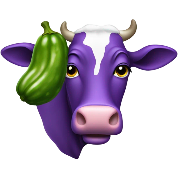 Purple cow eating pickle emoji
