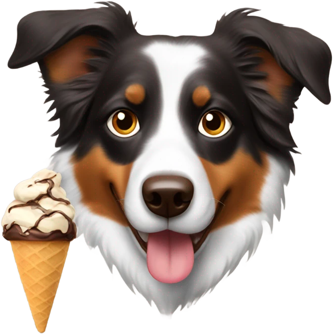 Australian Shepard eating chocolate icecream emoji