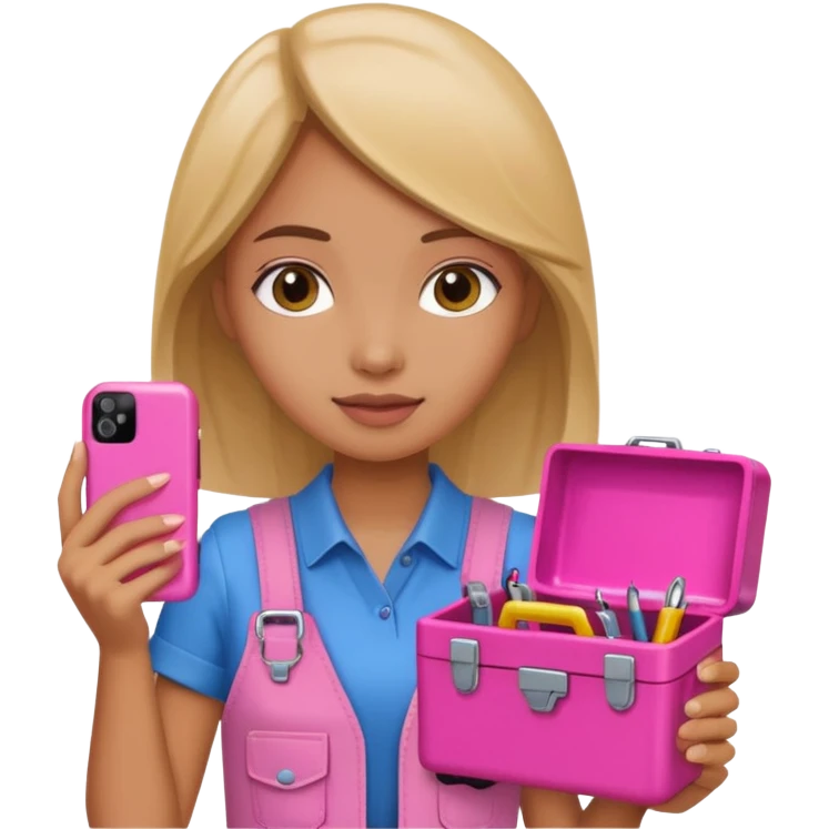 nig girly cellphone with a pink mini toolbox emoji