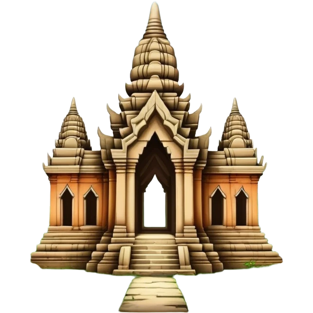 Cinematic Realistic Ayutthaya Ruins Landmark Emoji, depicted with ancient temple ruins amid lush greenery rendered with dramatic textures and nostalgic, warm lighting. emoji