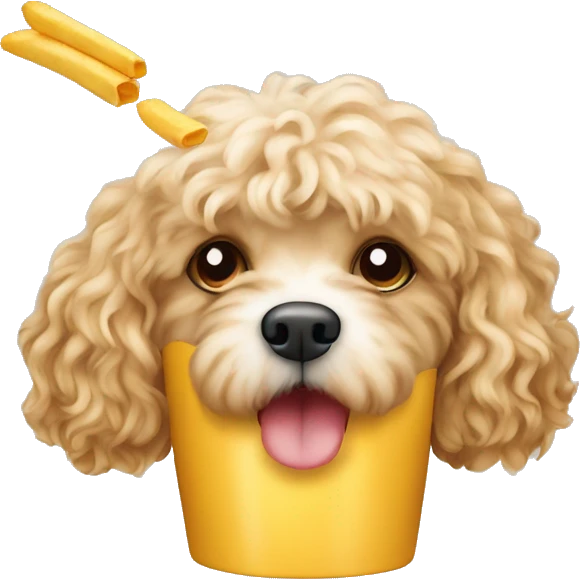 Cockapoo eating french fry emoji