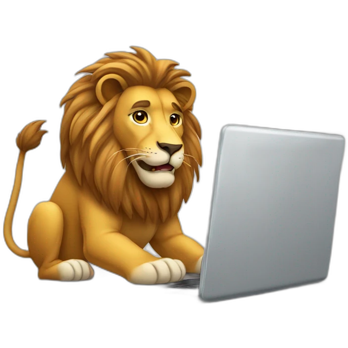Lion working laptop emoji
