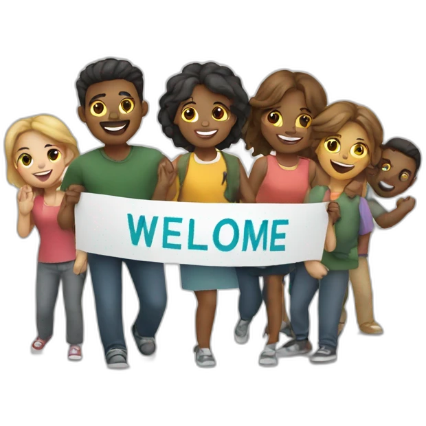 people holdingwelcome banner emoji