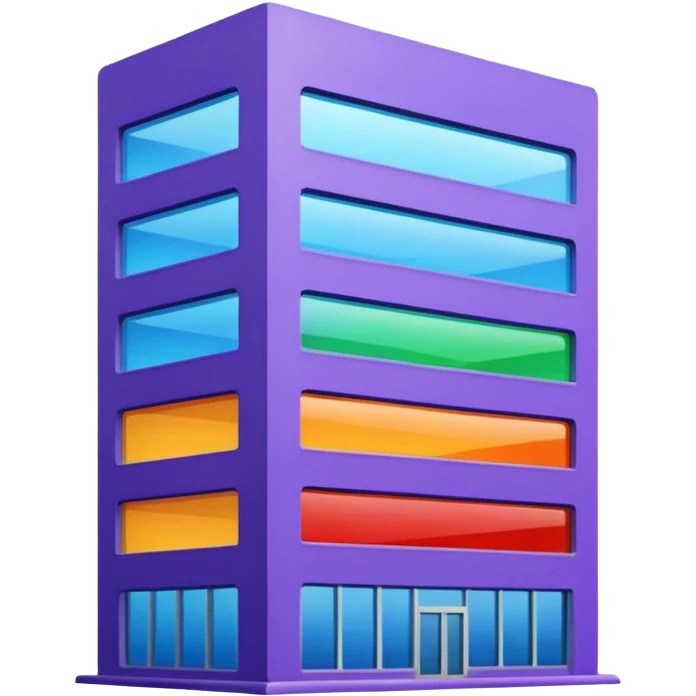 I want a 7 floors building with 7 colours. Starting with violet, indigo, blue, green, yellow, orange , red emoji