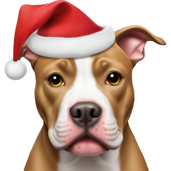 pit bull wearing christmas hat emoji