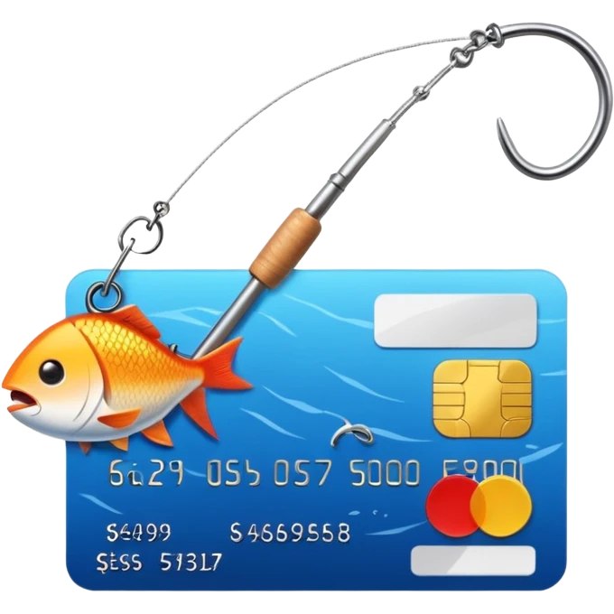 credit card phishing prevention with a fishing hook emoji