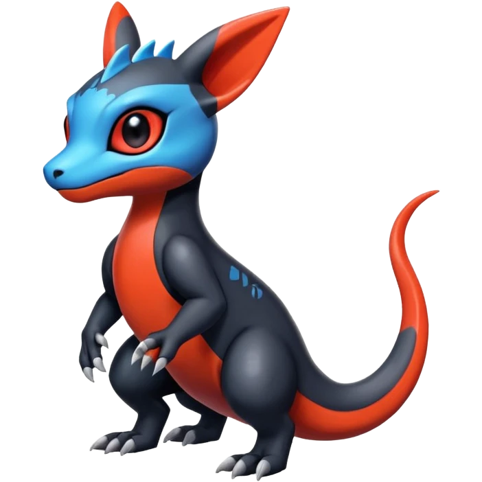 Cute Shiny Guilmon-Salandit-Umbreon-Fakémon-hybrid-creature (full body)  emoji