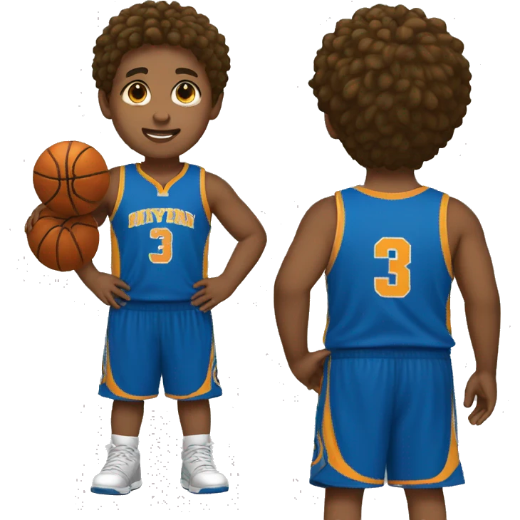 youn chubby boy play basketball  emoji