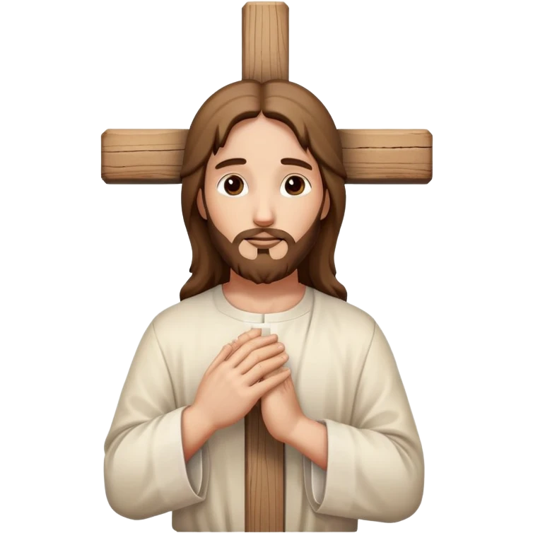 Jesus hands praying with cross symbol, spiritual emoji