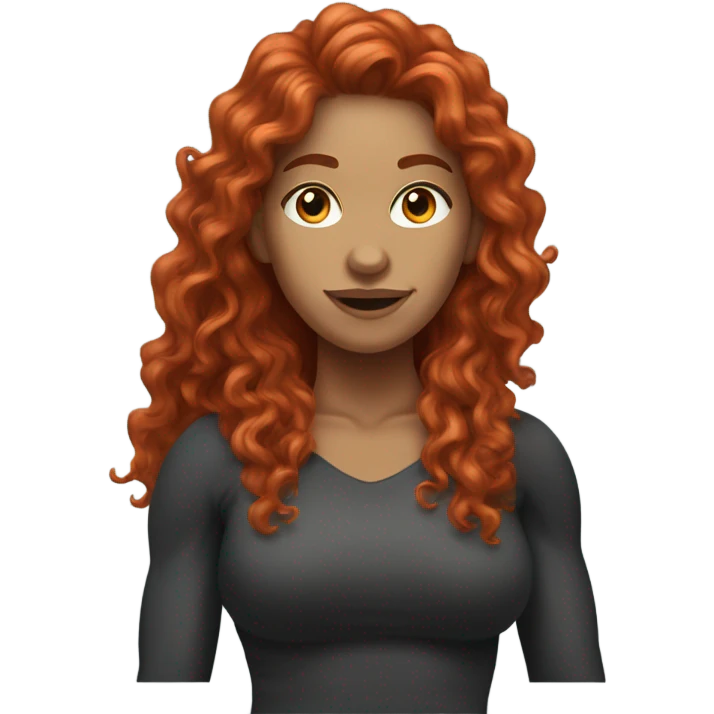 Sporty Girl kettlebelt coach with long curly red hair emoji