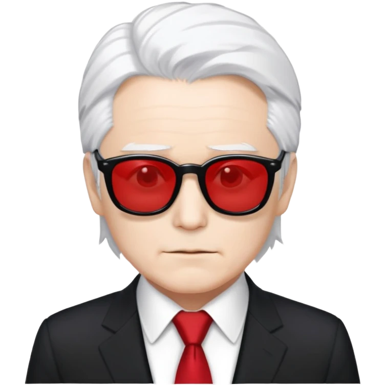 Satoru Gojo from Jujutsu Kaisen with white hair, black suit, red tie, and sunglasses emoji