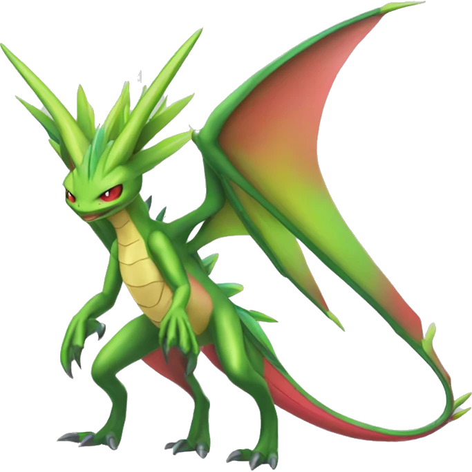 Full body sharp edgy shiny punk colorful Fairy-Flygon-Scyther-grovyle emoji
