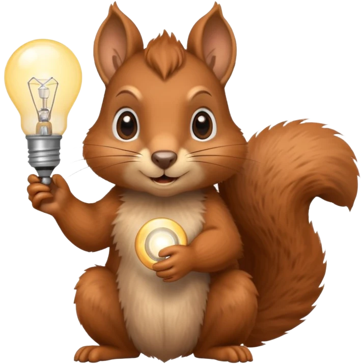 a clever squirrel holding a lightbulb emoji