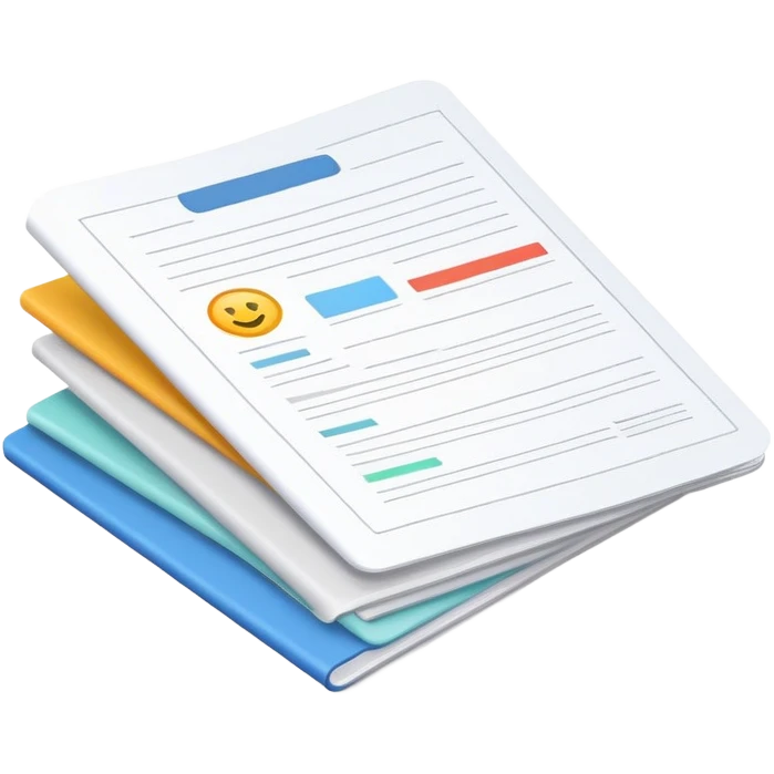  folded marketing sheet with colored tabs and layout lines emoji