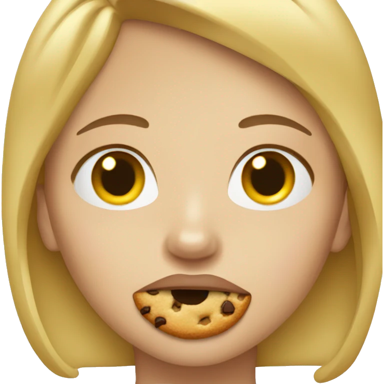 Blonde Woman eating cookie wit freckles emoji
