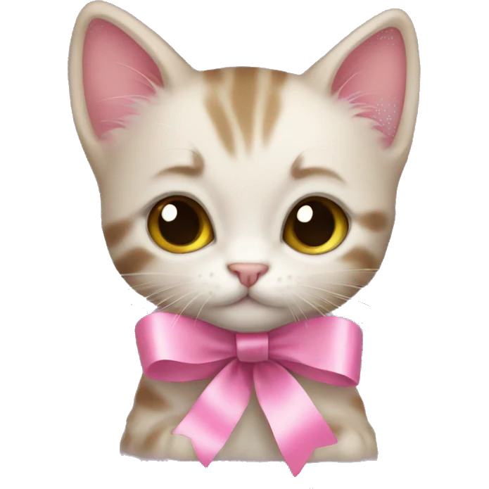 Kitten with pink ribbon emoji