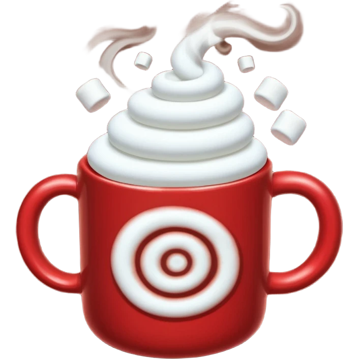 red mug of hot chocolate with marshmallows emoji