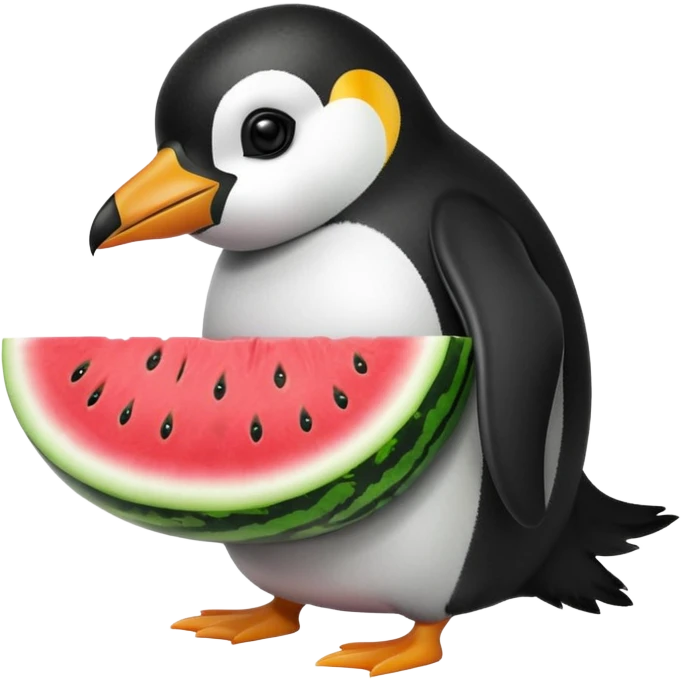 penguin who is eating watermelon emoji