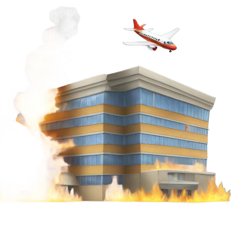Building with plane inside on fire emoji