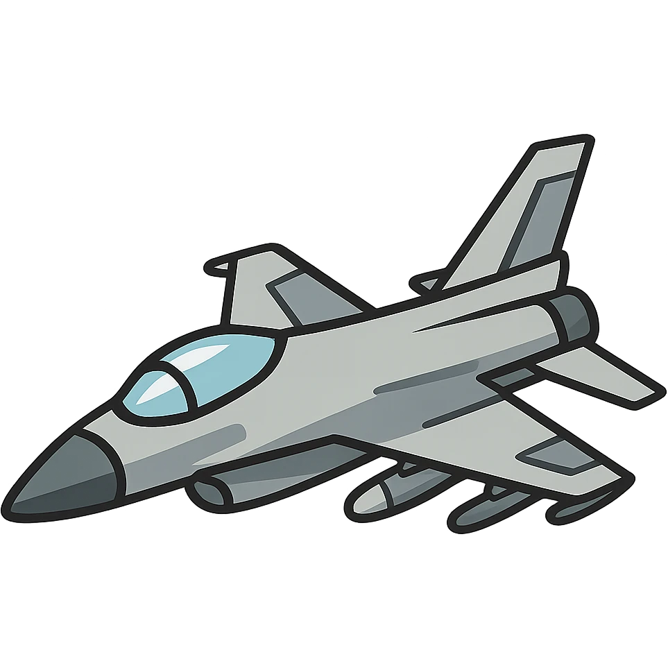 flat toon style fighter jet emoji