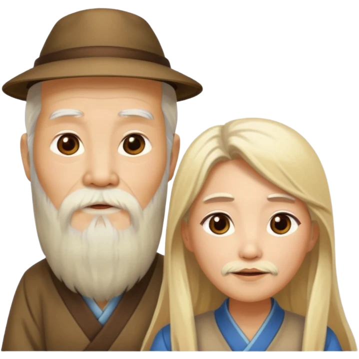 wise chinese old man with long beard and blond woman emoji