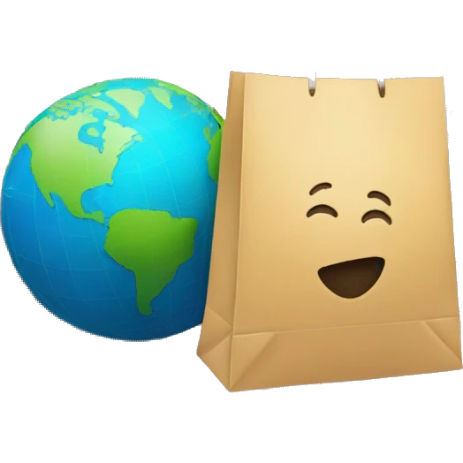 Globe with a shopping bag and an open window emoji