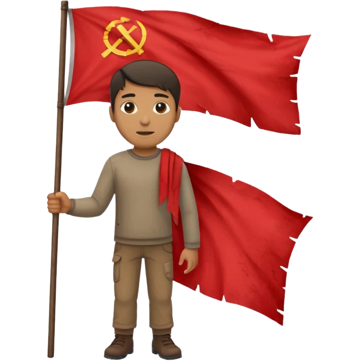 man holding a red flag emoji