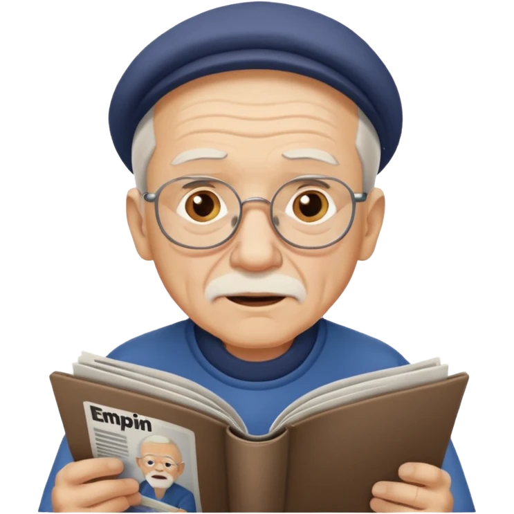 old man, reading magazine emoji
