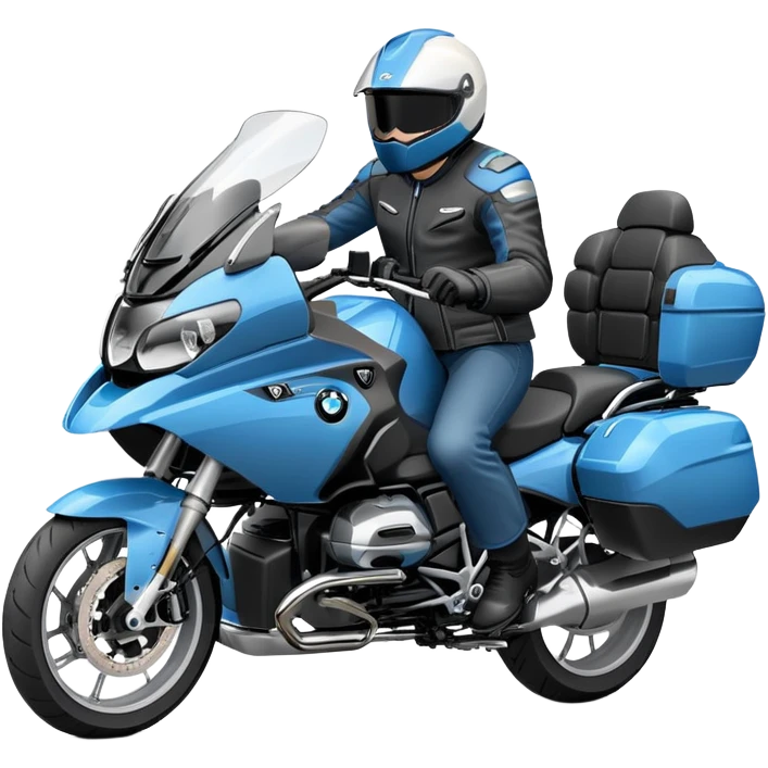 blue BMW R 1200 RT touring motorcycle with rider on road emoji