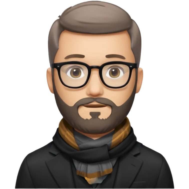 gray scarf male  beard hair with suit glasses emoji