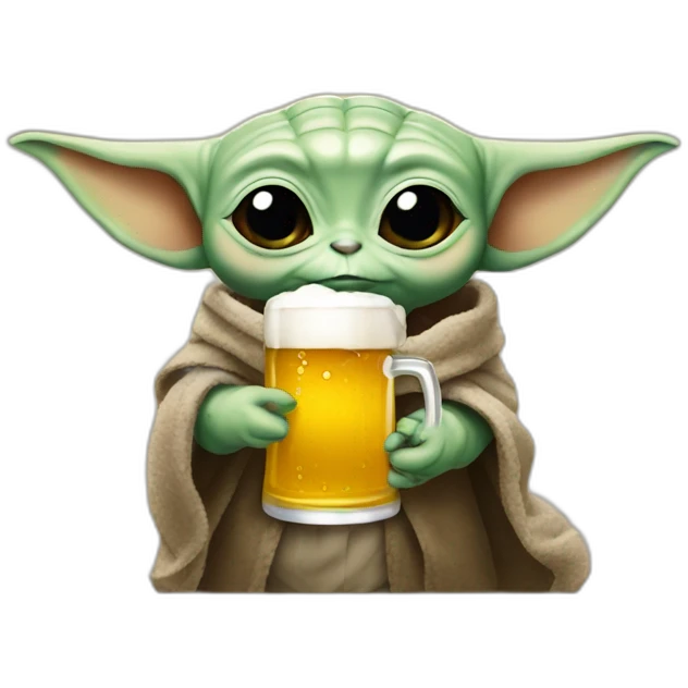 Baby yoda drinking beer emoji