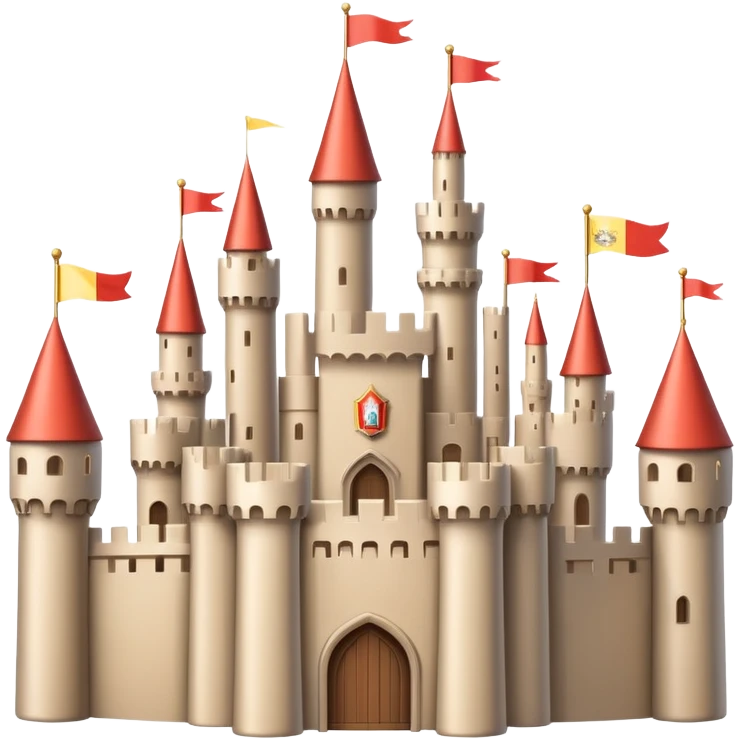 Beige Fantasy castle with tall towers and flags emoji
