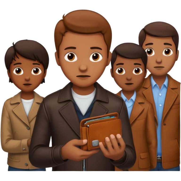 Billetera encontrada en el piso con personas al rededor emoji