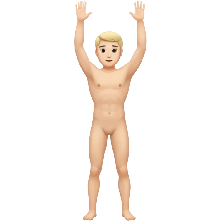 fullbody naked fit nude man hands up emoji