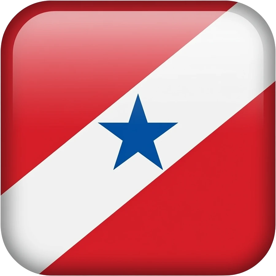 A bandeira do Pará ela tem que ser quadrada como um emoji normal Dos lados vermelho na diagonal uma faixa branca e no meio da faixa branca uma estrela azul emoji