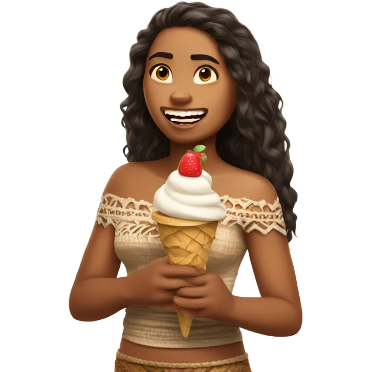 Moana with an ice cream  emoji
