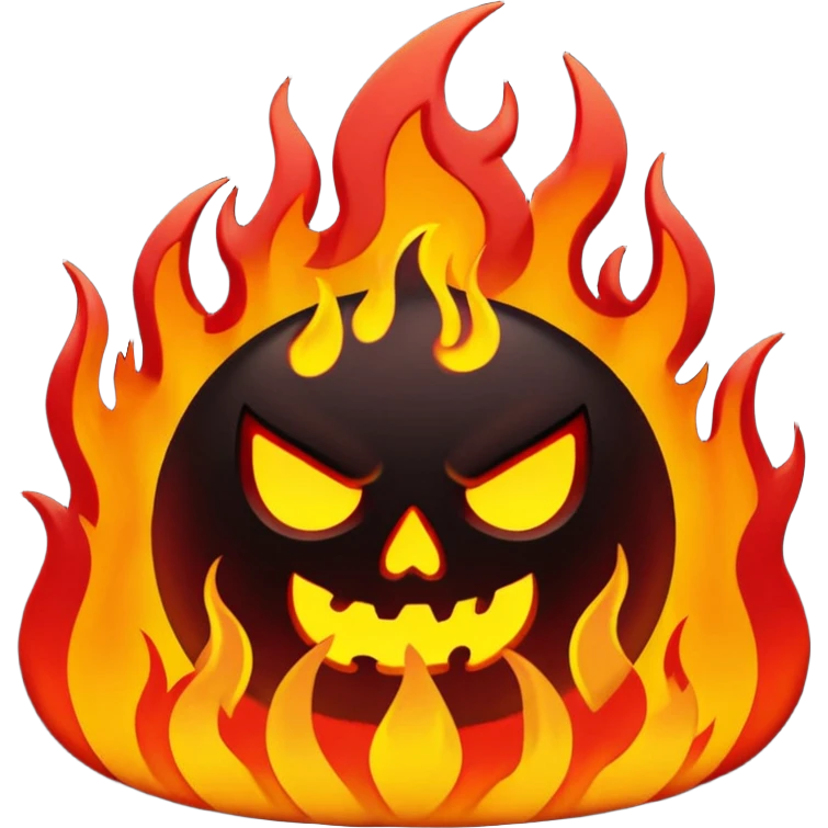 hell view with Red and black with fire, devily emoji