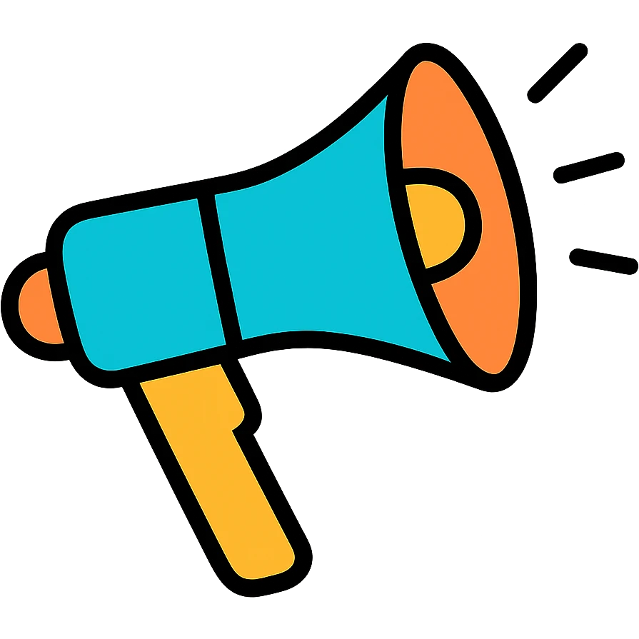 A colorful megaphone or announcement bullhorn with handle emoji